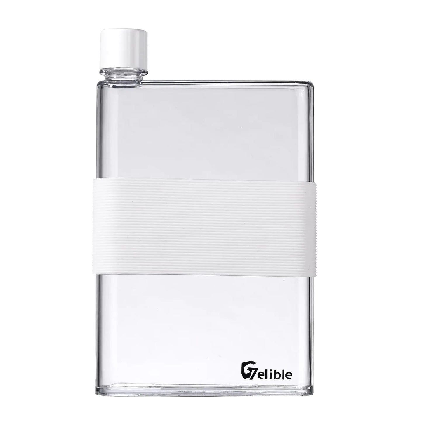 Flat Water Bottle with Silicone Cup SleevePortable Clear Reusable Slim Leak Proof Cup for Activity Outdoor Gym Camping TravelFits in Pocket & Random Corner.
