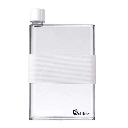 Flat Water Bottle with Silicone Cup SleevePortable Clear Reusable Slim Leak Proof Cup for Activity Outdoor Gym Camping TravelFits in Pocket & Random Corner.